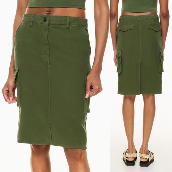 Aritzia Wilfred Free Havasu Cargo Skirt 2 Olive Army Green Mid Rise Pockets $110 - Picture 1 of 16